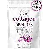 Multi Collagen Protein Powder, 2 Pounds – Type I,II,III,V,X with Biotin 10000mcg, Hyaluronic Acid, Vitamin C – Unflavored Collagen Peptides – Keto & Paleo Friendly, Easy Dissolve, Non-GMO