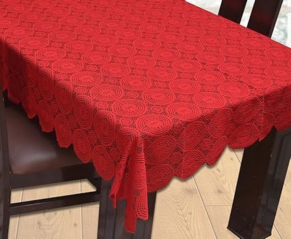 Yellow Weavestm Designer Dining Table Cover Net Fabric 60X90 Inches (Maroon)