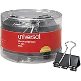 Universal - UNV11124 11124 Medium Binder Clips, 5/8-Inch Capacity, 1 1/4-Inch Wide, Black, 24/Pack