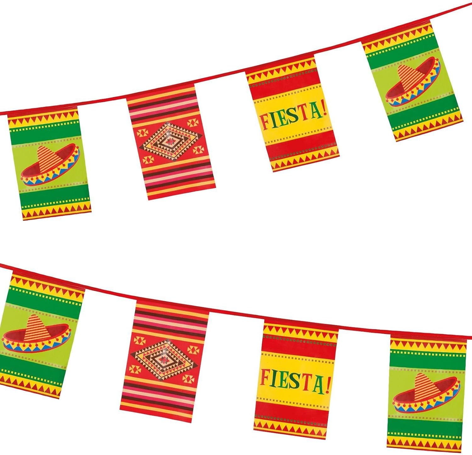 Mexican Bunting Fiesta Hanging Party Decoration Birthday Sombrero Chilli Carnival Mexico, Multicolor