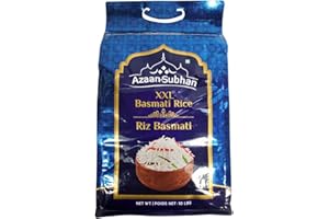 Azaan-Subhan Basmati Rice 4.5 kg (10 lb), Non-Sticky White Grain, Naturally Aromatic, Aged, Flavorful, Slender, Premium Quali