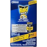 Raid Max No Mess Dry Fogger Roaches Bugs Ants Beetles Crickets Flies Mosquitoes Ticks Waterbugs (Each Cup Treats 2,560 Cu Ft) (2)
