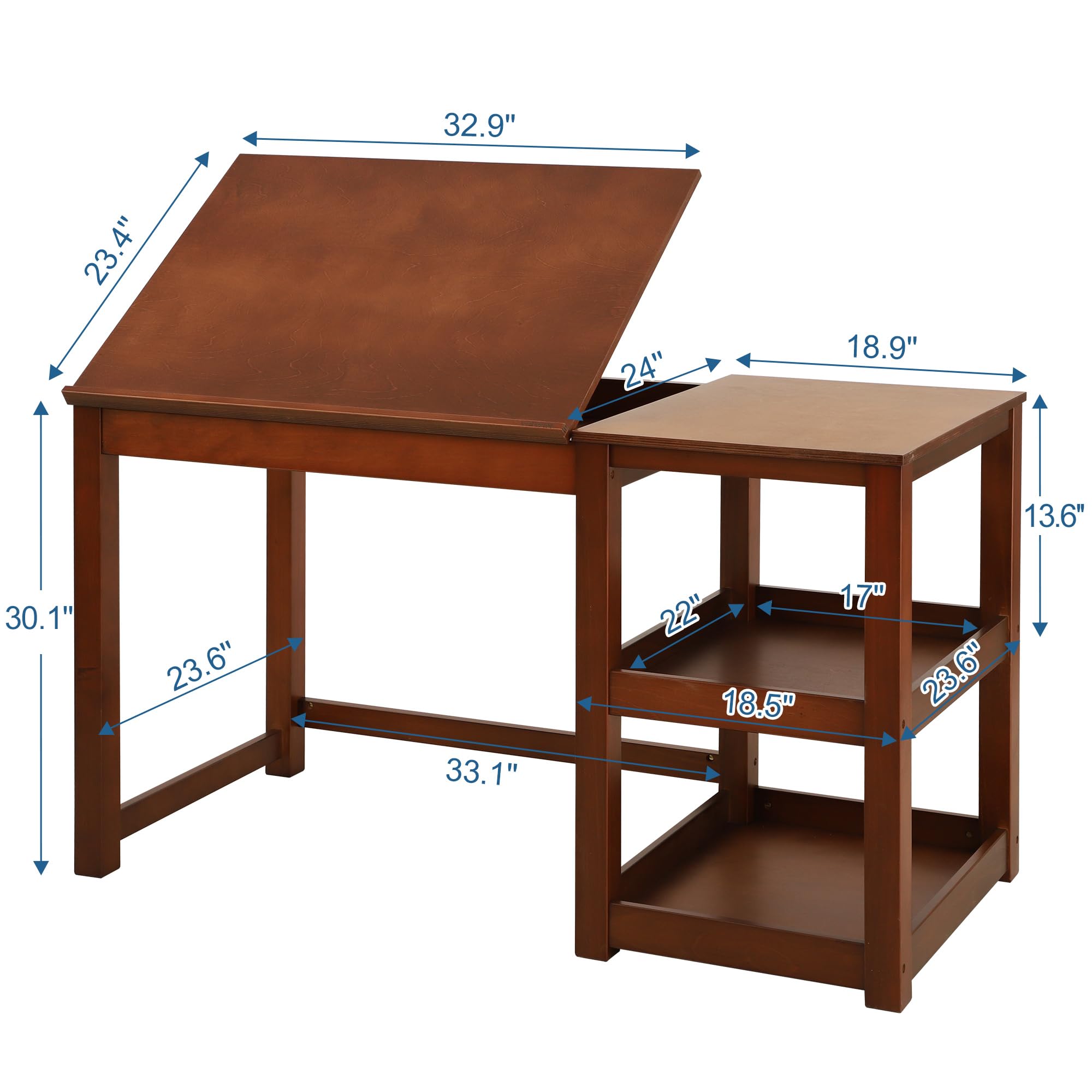 VISWIN Wood Drafting Table For Adults, Dual Desktop Drawing Table With ...