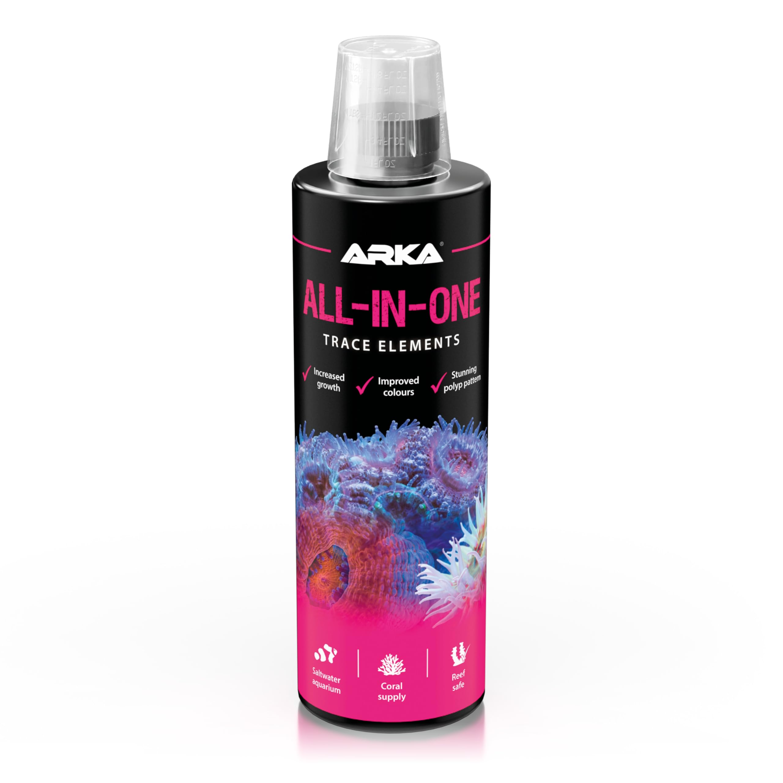 Coral Supplement Reef Aquarium – ARKA All-In-One 473 ml – complete dosing with calcium, iodine, strontium & vitamins – over 70 nutrients for growth, colour & vitality – ideal for SPS, LPS & soft coral
