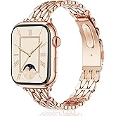 VISOOM Gold Iwatch Bands Compatible With Apple Watch Bands 38/40/41/42/44/45/46mm Women - Thin Metal Dressy Luxury Cute Designer Apple Watch Series 11 10 Se 9 8 7 6 5 4 3 2 1 Bracelet Bands for Women