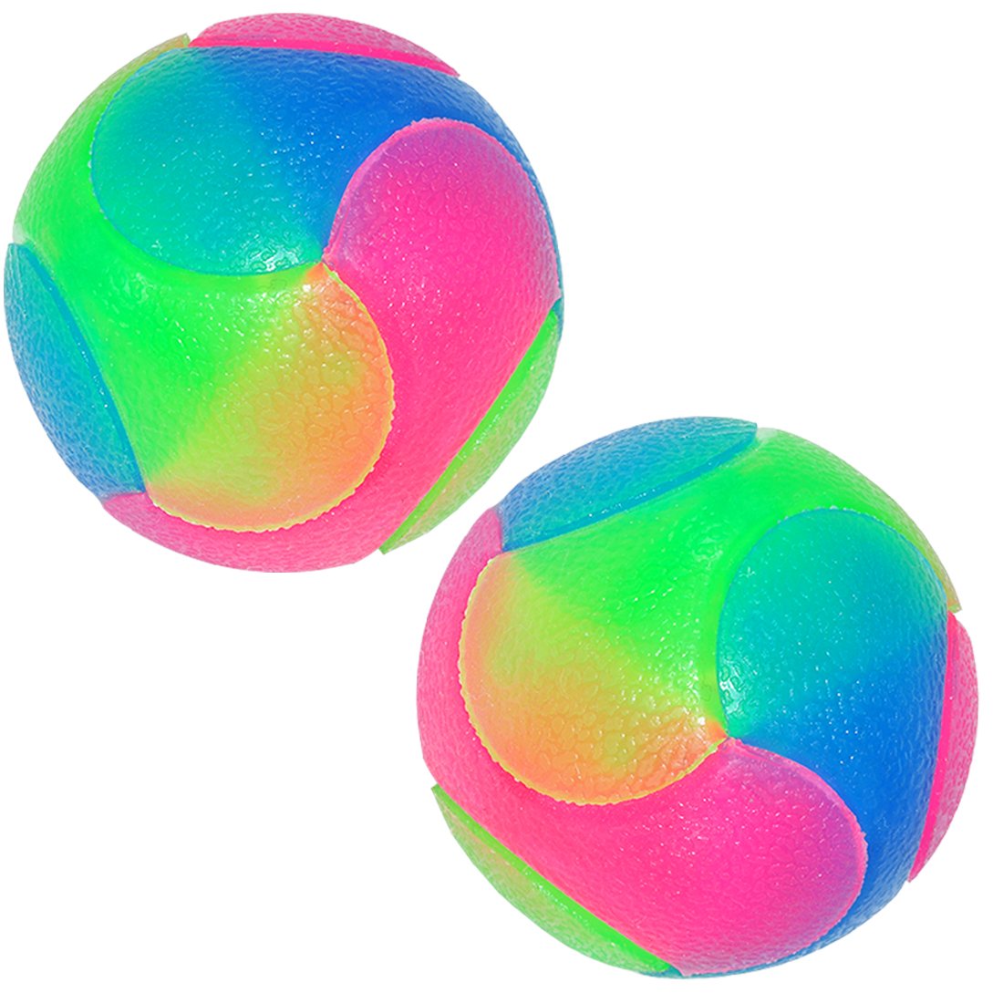 FineInno Light Up Dog Balls Flashing Elastic Ball Glow in The Dark Interactive Pet Toys for Puppy, Cats, Dog (2 pcs smooth balls)