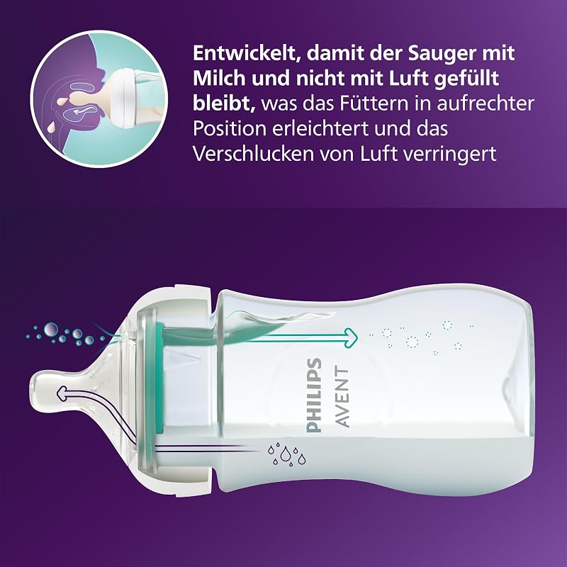 Philips AVENT Babyflasche Natural Response – Babyflasche mit AirFree Ventil, 260 ml, BPA-frei, für Neugeborene ab 3-6 Monaten (Modell SCY673/01)