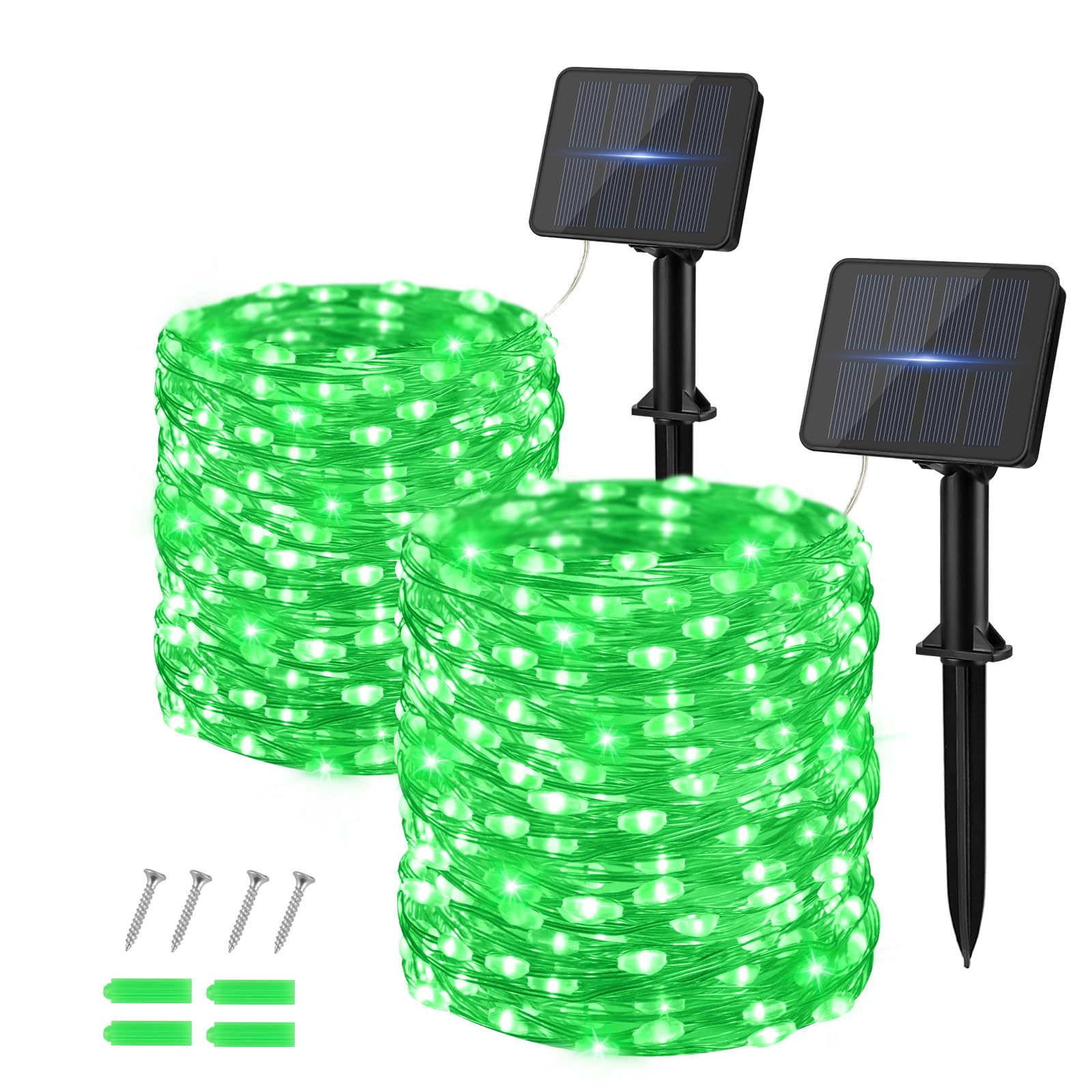 Dalugo Green Solar Fairy Lights - 2 Pack 40 Ft 8 Modes Waterproof for Halloween, Garden, Yard, Tree, Party, Birthday, Wedding, Indoor/Outdoor Decoration