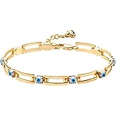 LOYATA Chain Bracelet Gold Link 14K Gold Plated Dainty Pearl Bracelet Simple Jewelry Gift for Women