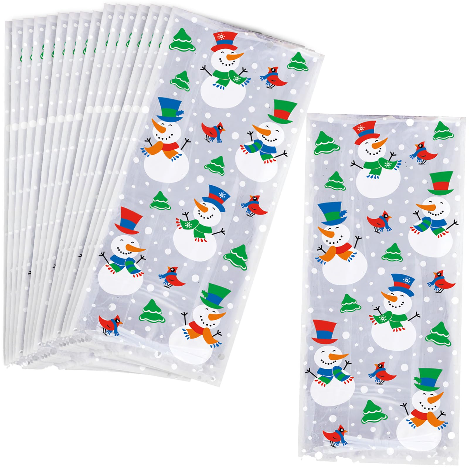 Unique Party 13016 - Cellophane Snowman Christmas Party Bags, Pack of 20