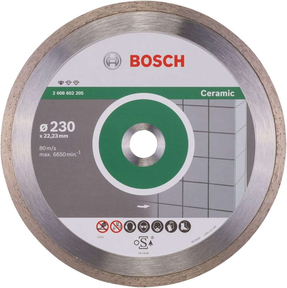 Bosch Professional 1x Standard for Ceramic Diamond Cutting Disc (for Ceramics Tile, 230x22.23x1.9x7 mm, Accessory for Angle Grinder)
