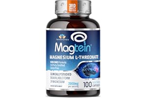 TERAPUTICS Magnesium L Threonate, Magtein™, Brain Supplement for Memory, Focus, Sleep and Cognitive Support, High Absorption Magnesium L-Threonate, Non-GMO, No Laxative Effect – 2000 mg, 100 Vegan Capsules