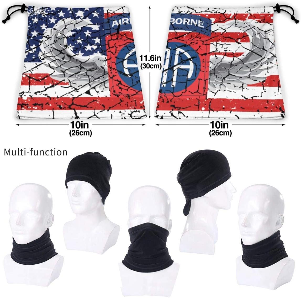 Retro American Flag 82nd Airborne Jump Wings Unisex Windproof Sports Scarf Outdoor Neck Warmer Bandana Balaclava Headwear