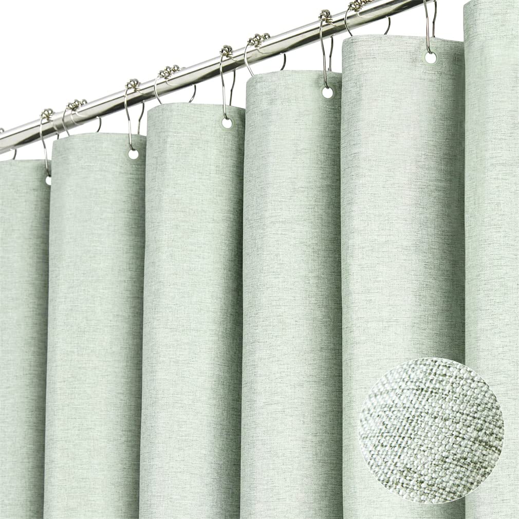 Premium Shower Curtain Linen Fabric Textile 240 x 200 cm Waterproof Anti-Mould Bathroom Accessory for Bathroom Mint 240 x 200 cm