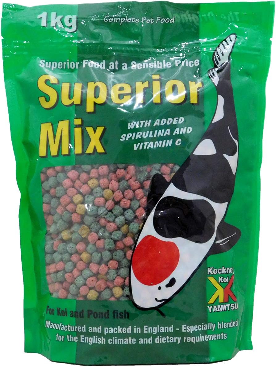 Kockney Koi Superior Mix Pond Fish Food 4mm 1kg Bag, 1 kg (Pack of 1)