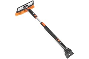 Snow MOOver 39" Extendable Snow Brush with Detachable Ice Scraper for Car | 11" Wide Squeegee & Bristle Head | Size: Car & SU
