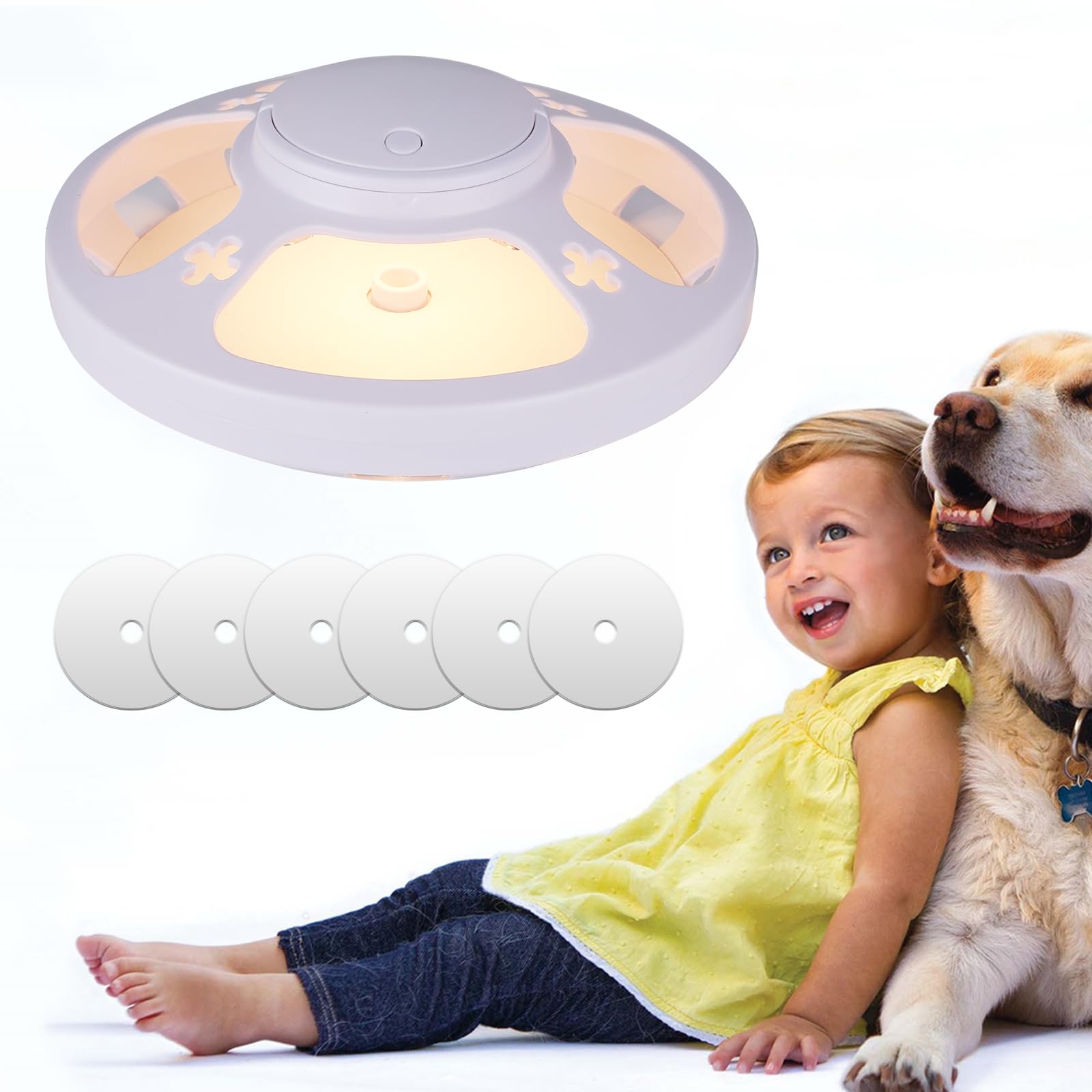 Ulsam Dome Flea Trap Light With 6 Sticky Pads, USB Plug Flea Light Traps for Home, Bed Bug Trap with 4 Light Modes and 2 Light Colors, Whisper-Quiet Operation, Non-Toxic, Natural Insect Traps, White