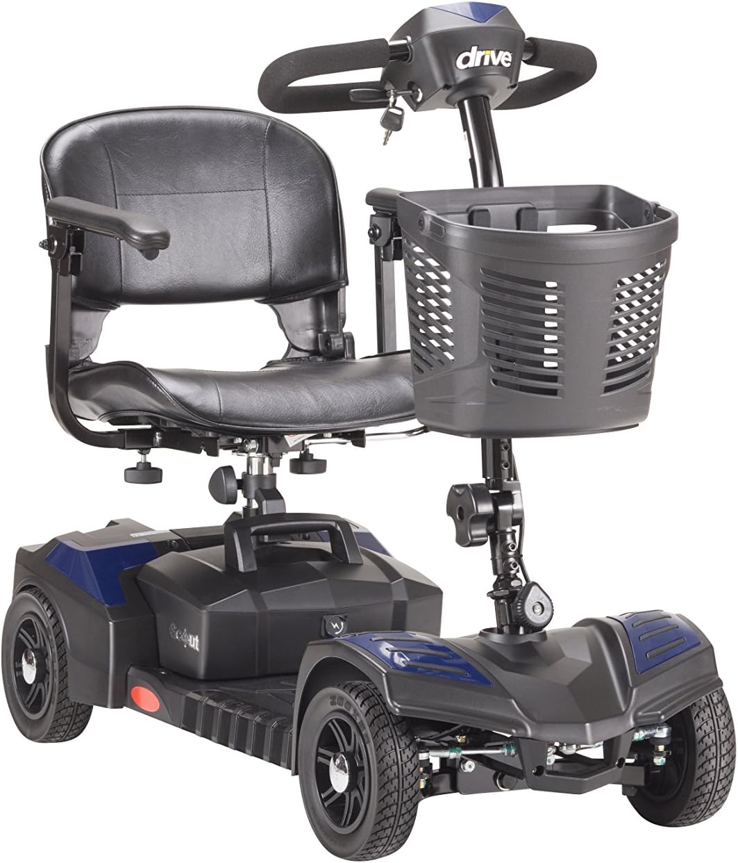 Drive Medical Spitfire Scout 4 Compact Travel Scooter, 4-Wheel, Red/Blue: Kitchen & Dining