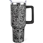 Hqhzaha Halloween Tumbler 40oz Spider Web Spooky Tumblers with Lid and Straw Halloween Gifts for Women Men Stainless Steel 40 Oz Gothic Cup Goth Gift for Adults