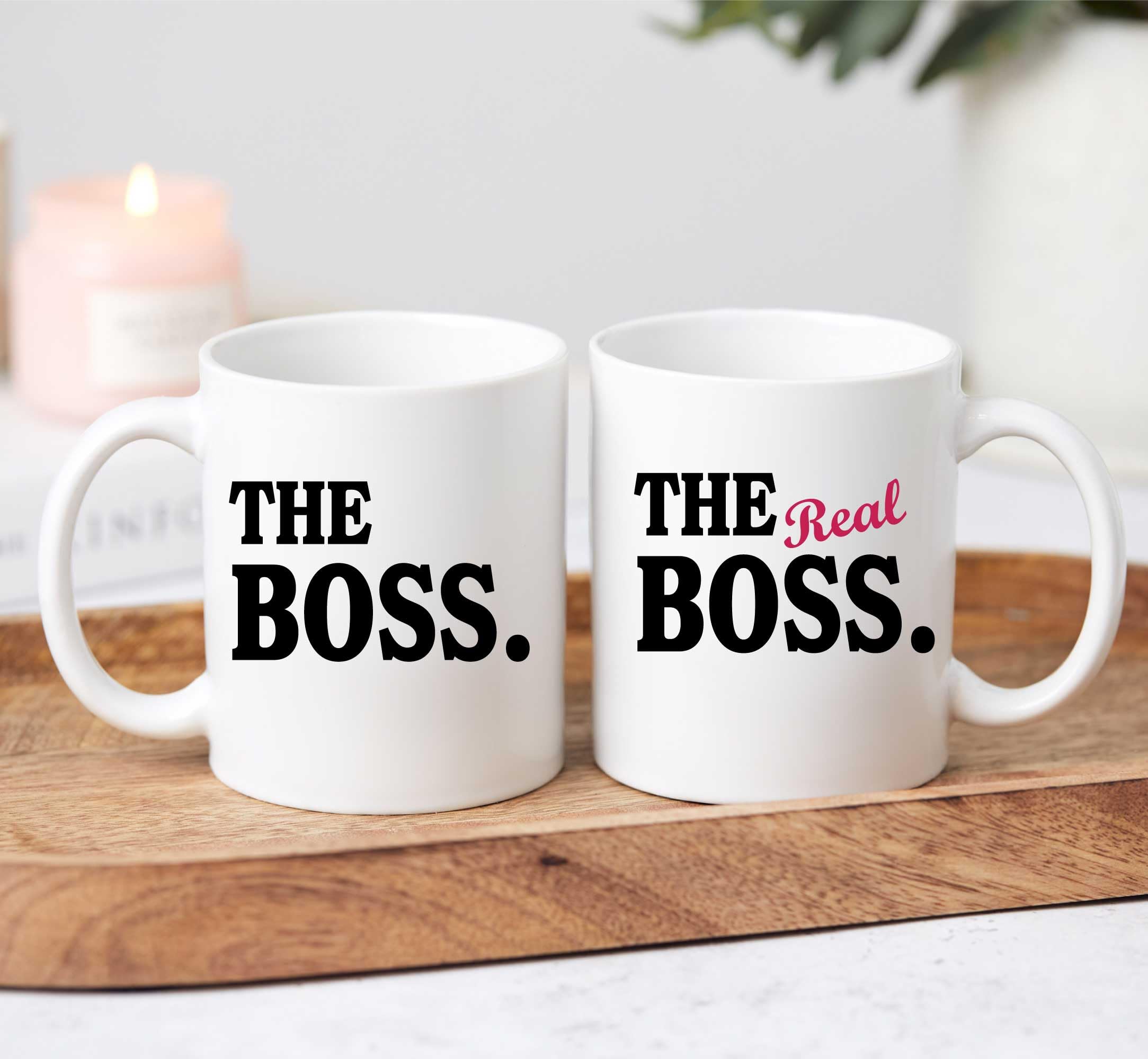60 Second Makeover Limited The Boss The Real Boss Couples Mug Set Parents Present Husband Wife Boyfriend Girlfriend Valentines Gift Christmas Anniv