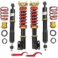 Coilovers Suspension Kit Front Rear replacement for 1994-2004 Ford Mustang Double-Tube Height Adjustable Coilover Suspension Absorber Shock Lowering Kit (Non adjustable damper) Set of 4 Red