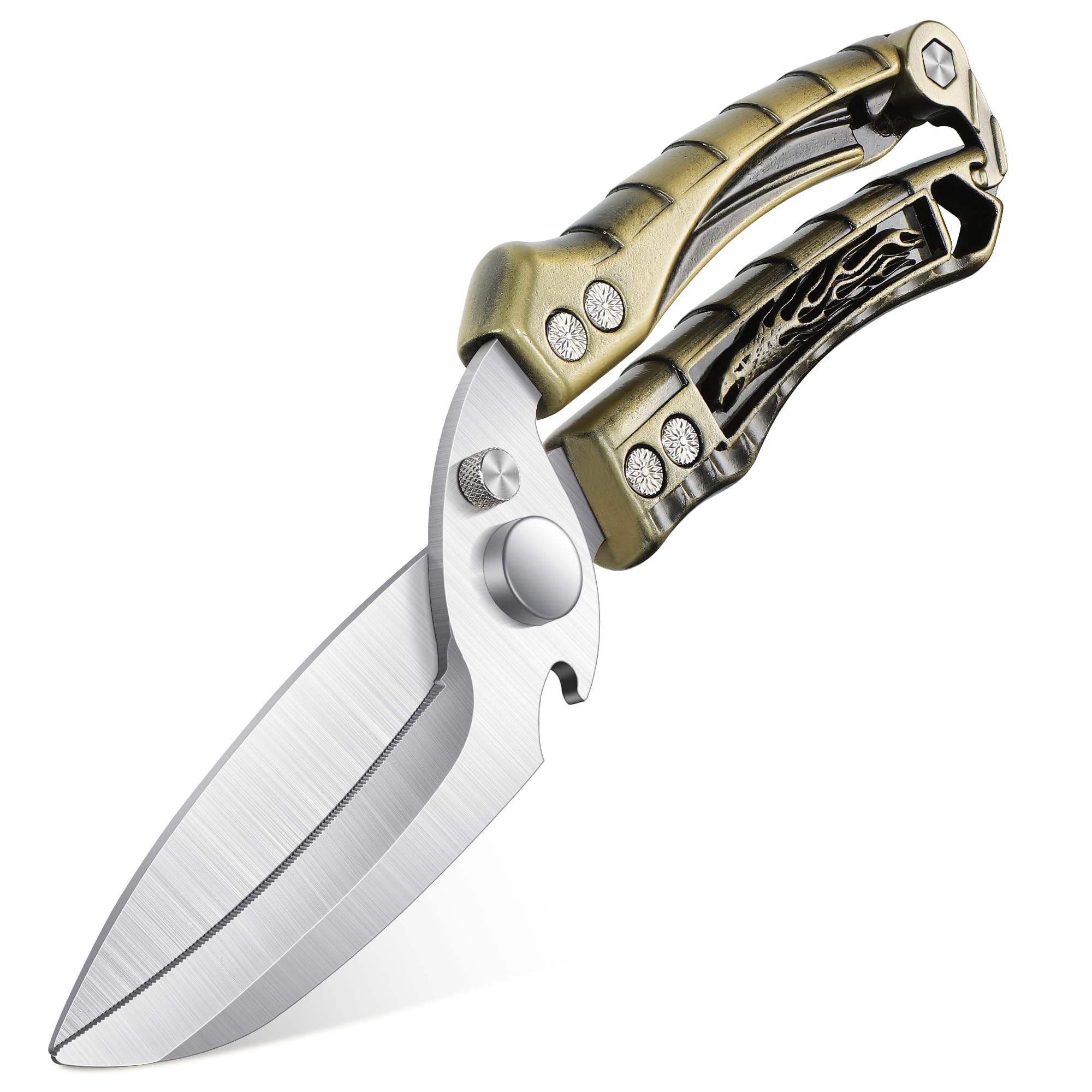 Japaknives Heavy Duty Poultry Shears,Detachable Kitchen Scissors for Chicken|Meat|Fish,Sharp Kitchen Shears with Serrated Edge,Stainless Steel Cooking Scissors for Thanksgiving Christmas (Green)