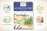 1ABOVE Artists Sketch Pad 170gsm 60 Sheets A5 Spiral Bound view 2
