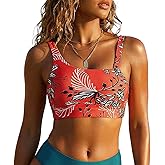 Hilor Women's Underwire Bikini Top One Shoulder Swimsuits Push Up Bathing Suit Top Cropped Tankini Tops Only