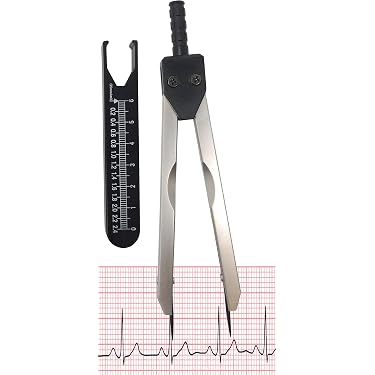 thumbnail interactive-video image 1 of Deluxe Pink ECG EKG Caliper With Cover – Ruler Compass Tool By A2Z, New From US Seller 1 of 4