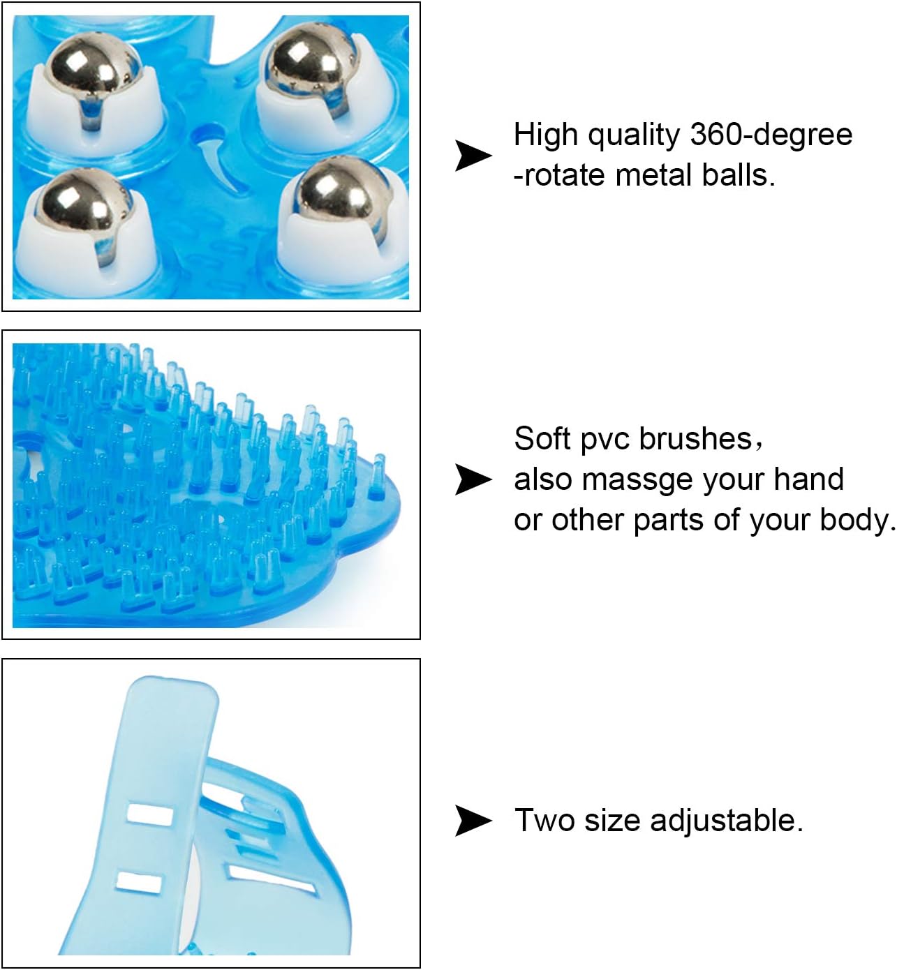 Glove Massager Palm Shaped Hand Massage Manual 9 360-degree-roller Mental Roller Ball Blue by Outton: Health & Personal Care