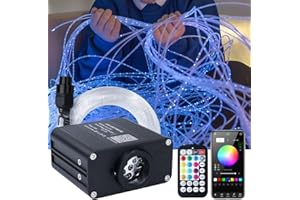 AZIMOM 50pcs 6.5ft Side Glow Fiber Optic Sensory Light for Autism Room,16w Twinkle&Sound Activated Light Box,Fiber Optic Curt