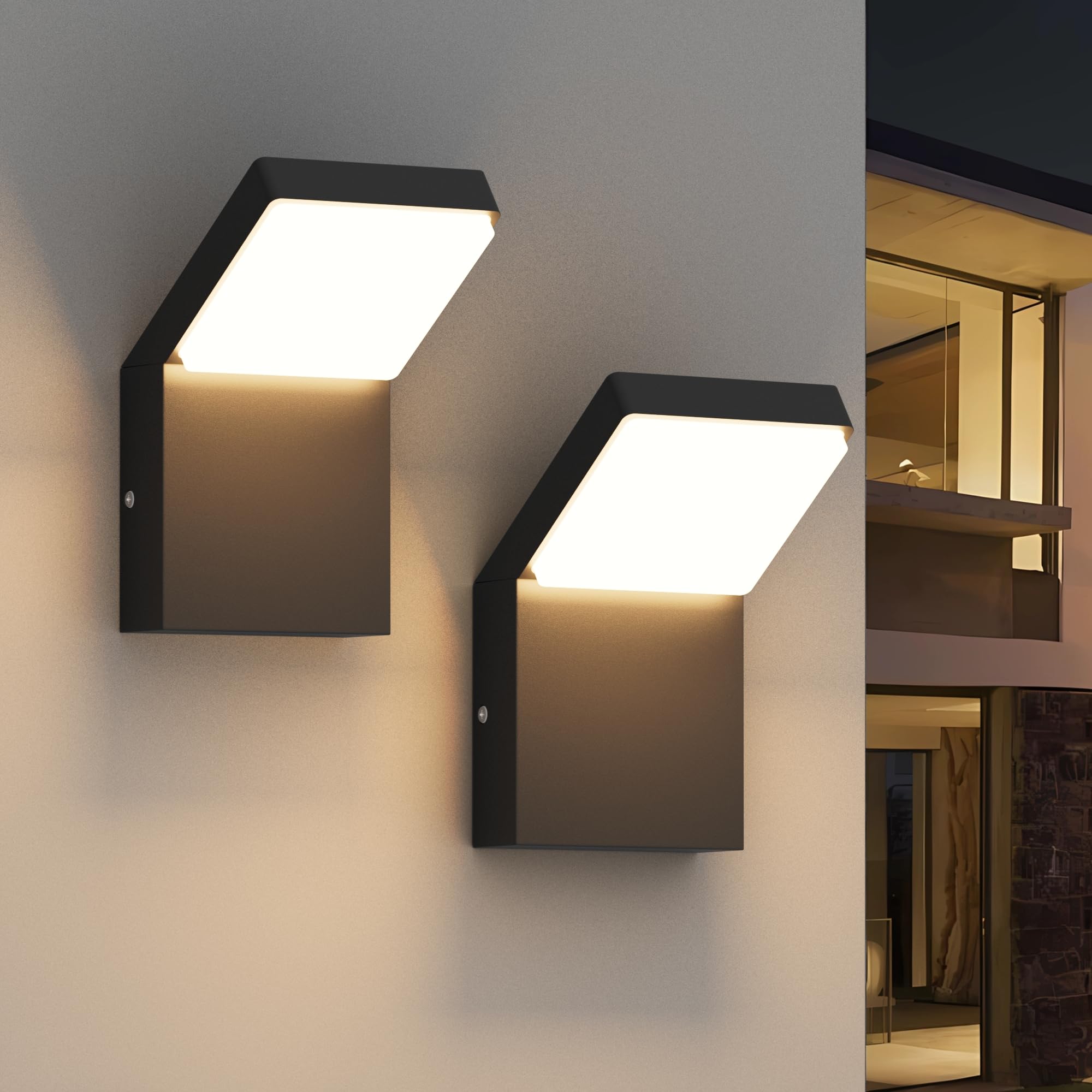 Aipsun Outdoor Wall Sconce Modern LED Porch Wall Lights Black Exterior ...