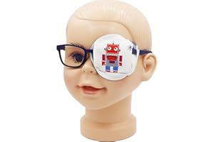 Astropic 3D Cotton & Silk Eye Patch for Kids | Boys Eye Patch for Glasses | Medical Eye Patch for Children with Lazy Eye (Red Robot, Left Eye)