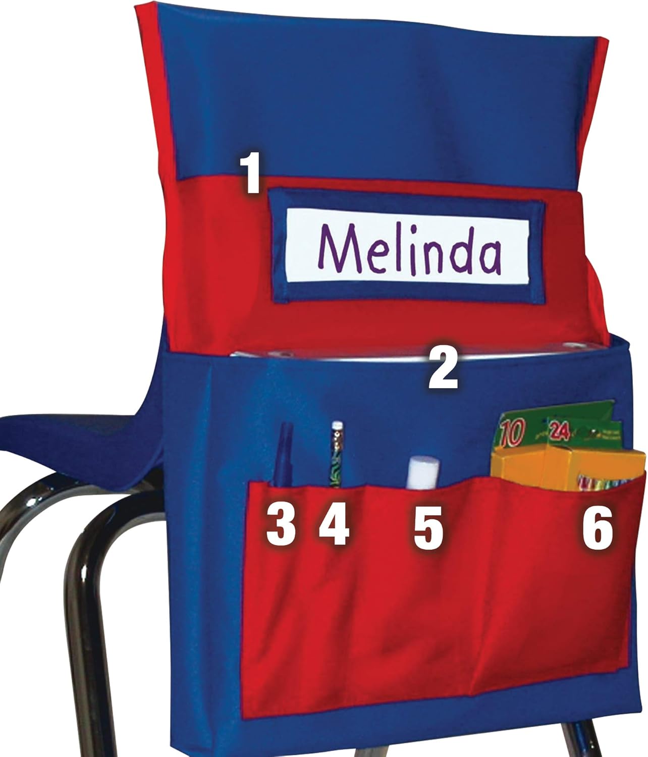Carson-Dellosa CD-158035 Chairback Buddy Pocket Chart, Blue/Red : Classroom Pocket Charts : Office Products