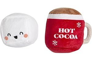 Pearhead Hot Cocoa Christmas Cat Toy Set, Holiday Pet Owner Gift, Holiday Must Have Accessories, Plush Rattle and Crinkle Holiday Cat Toys, Set of 2