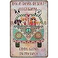 Dreacoss on A Dark Desert Highway Cool Wind in My Hair Hippie Tin Signs, Peace Girl and Dogs Funny Metal Sign Vintage Wall Art for Kitchen Garden Bathroom Farm Home Decor, 8x12 inches