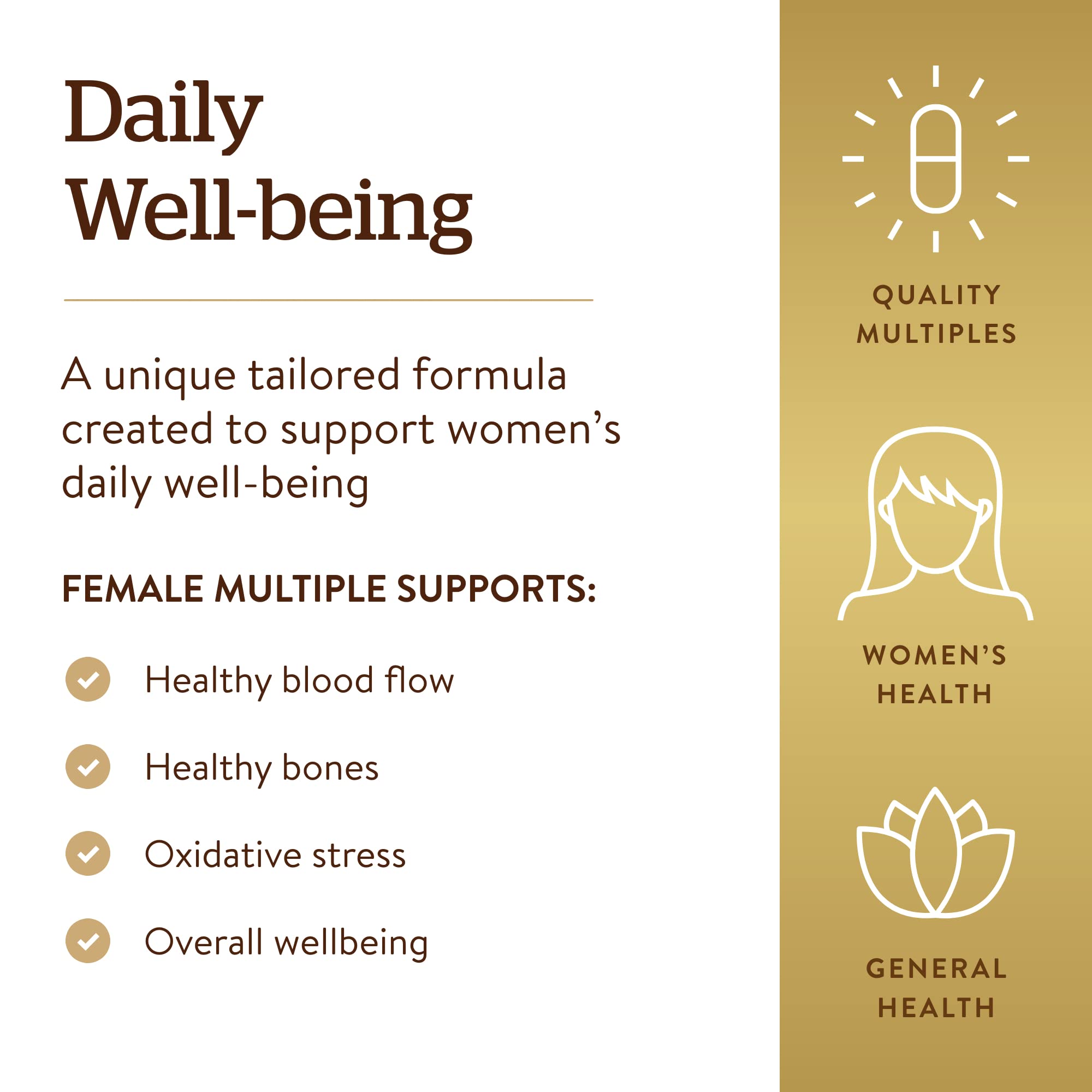 Solgar Female Multiple, 120 Tablets - Multivitamin, Mineral & Herbal Formula for Women - Advanced Phytonutrient - Vegan, Gluten Free, Dairy Free, Kosher - 40 Servings