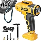 Tire Inflator Portable Air Compressor Compatible with Dewalt 20V Battery, DC 12V Car Power Supply, 160PSI Cordless Air Pump with LCD Pressure Gauge, LED Light, 5 Preset Modes for Car, Bike, Ball