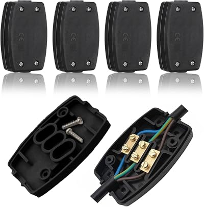 WUBAYI 4 Pcs 3 Terminal Electrical Junction Box 13A 250V Black