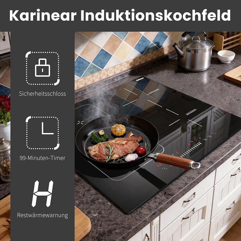 Induktionskochfeld 60 cm, 4 Platten 7200W, Flex Zone, Boost