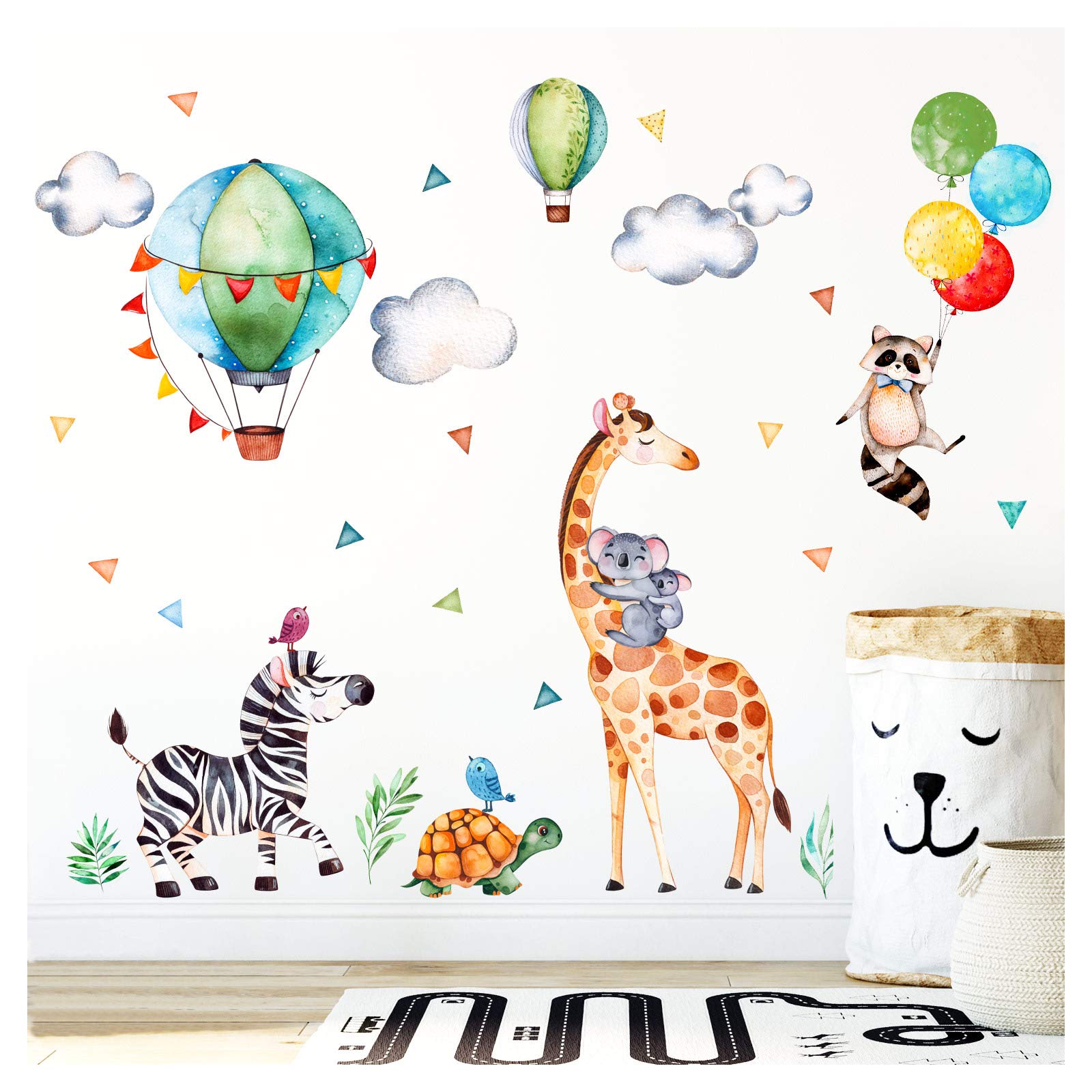 Wandaro Little Deco DL313 Wall Sticker Safari Party - 134 x 90 cm (W x H) - Giraffe Zebra Wall Tattoo - Girls Children's Room Sticker - Baby Room