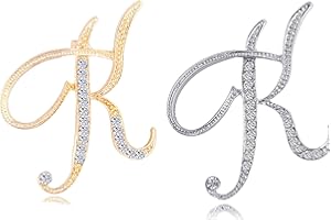 HAFILO 2 pack initial letter brooch pin for women girl 26 letters A-Z fashion brooches collar pins Gold silver