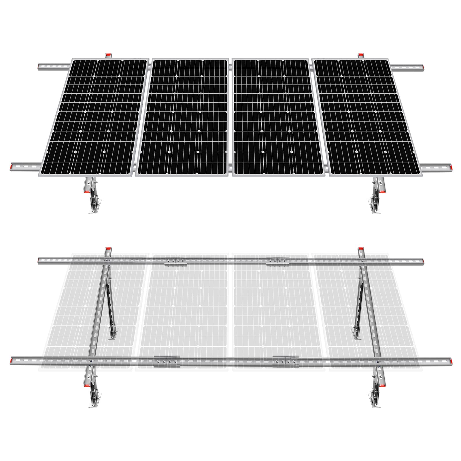 Photo 1 of ECO-WORTHY Adjustable Multi-Pieces Solar Panel Mounting Brackets Kit System for 1-4pcs Solar Panels Solar Ground Mount
