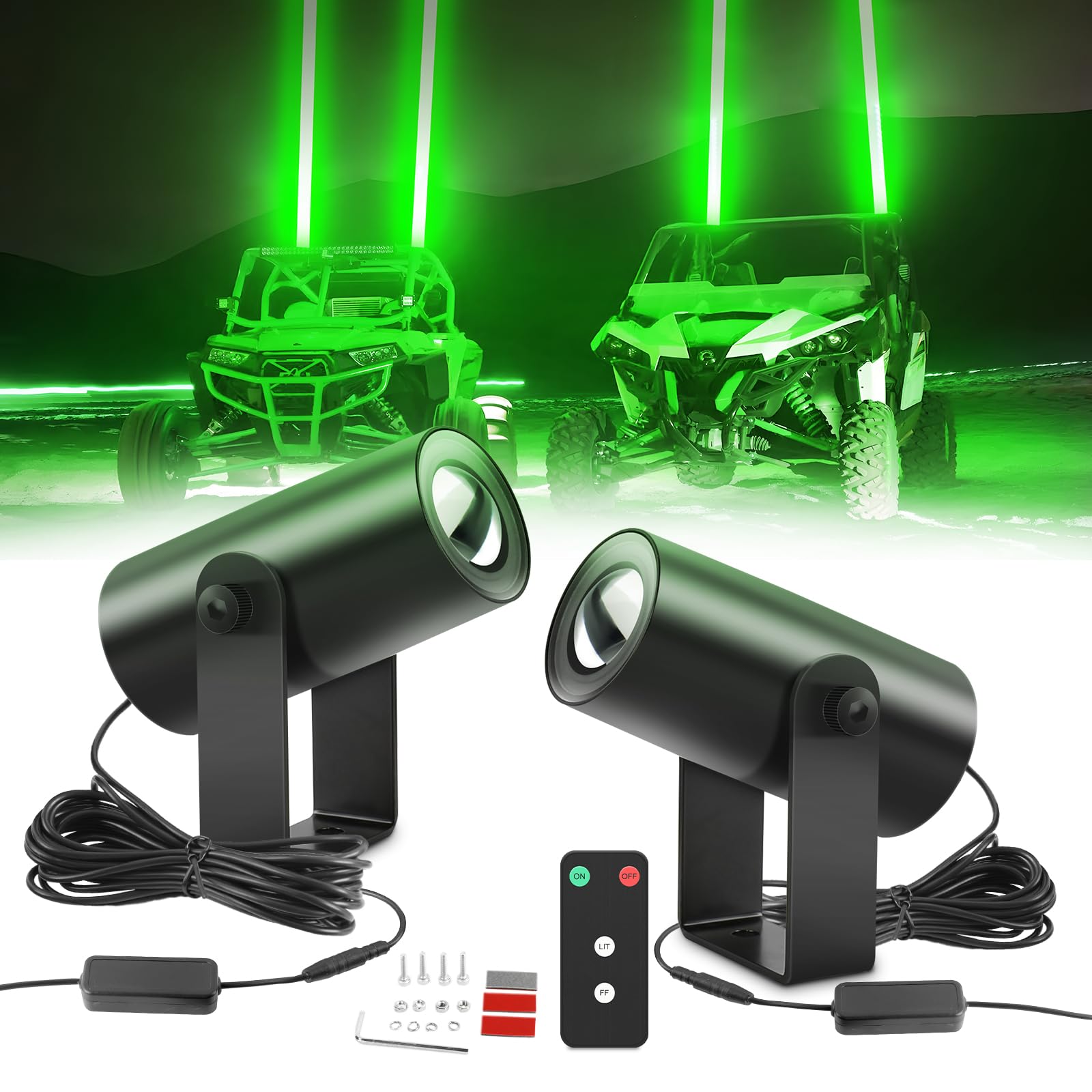 Photo 1 of Greed Whip Lights for Side by Side Whipless LED Whip Light UTV/ATV Green Spot Beam Pods Light for Polaris RZR,Can-Am Maverick X3 Truck Golf Cart Off-Road Boat