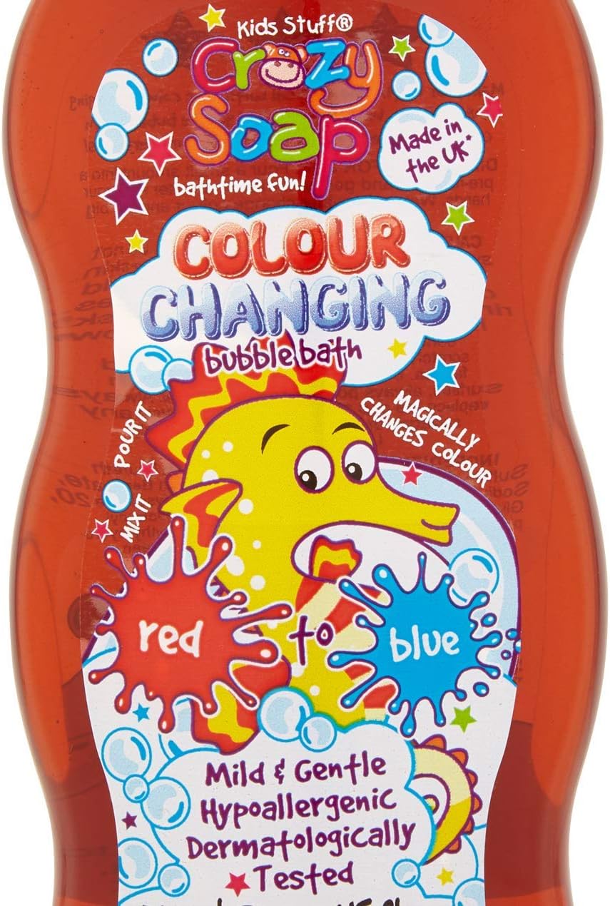 Kids Stuff Crazy Soap Colour Changing Bubble Bath, Red to Blue, 300ml BigaMart