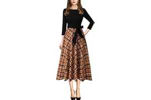VFSHOW Womens Elegant Pockets Belted Work Business Office Casual Party Pleated A-Line Midi Dress