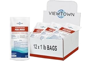 VIEWTOWN 12LBs Pool Shock 68% Calcium Hypochlorite-Chlorine Granular Sanitizer-Kills Bacteria, Algae & Microorganisms-for Inground Pools, Above Ground Pools, Hot Tubs & Spas-1 lb Bag (12-Pack)