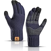 Honnesserry Winter Knit Gloves Touchscreen Warm Thermal Gloves Soft Lining Elastic Cuff Texting Anti-Slip for Men Women