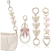 Redeam Cute Gold Bag Chain Extender, Handbag Strap for Purse with Pearl Chain Bow Charm, Shoulder Bag Accessories, Purse Acce