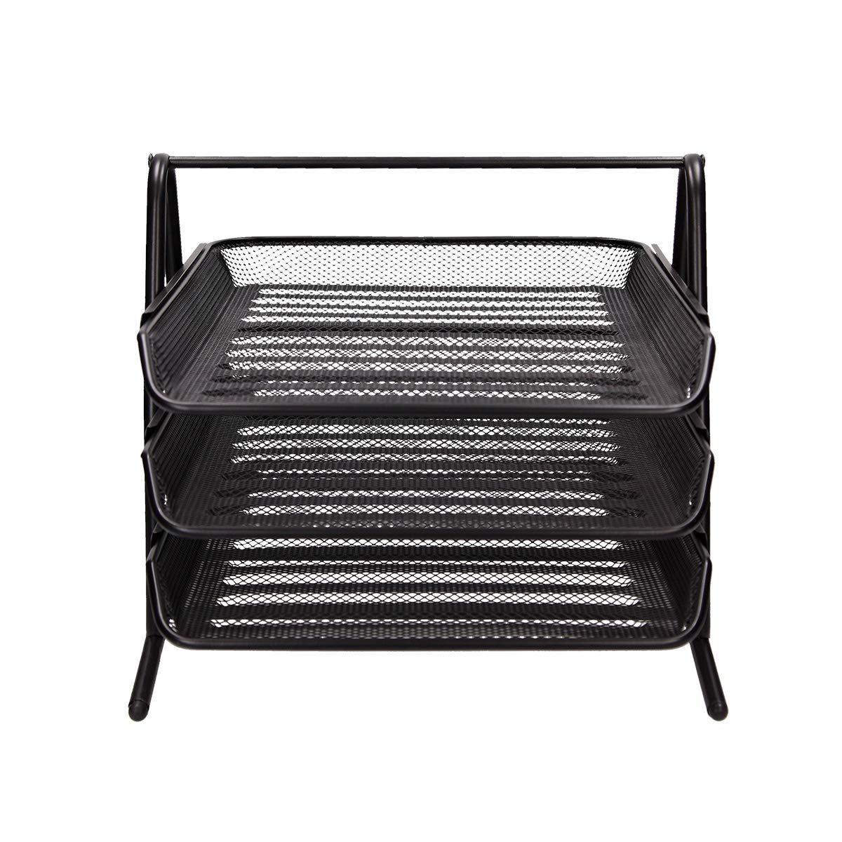 TTO 3-Piece Wire Metal Letter Tray, Black